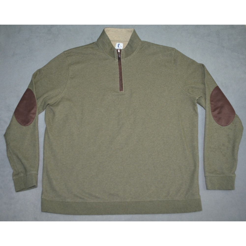 Sharp‎ Lad Stuart Green Quarter Zip Pullover Men's Size 2XL Elbow Patches
